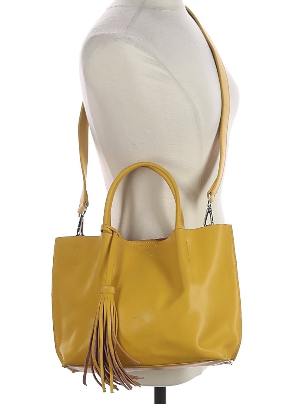 Co-Lab Fabulous Yellow Vegan Leather Bag with handles and detachable strap